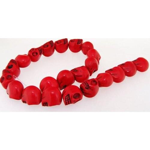 Unique Pearls jewellery Store Carved Skull Red Turquoise 18mm Gemstone Loose Beads One Full Strand 15 inches LC3-356