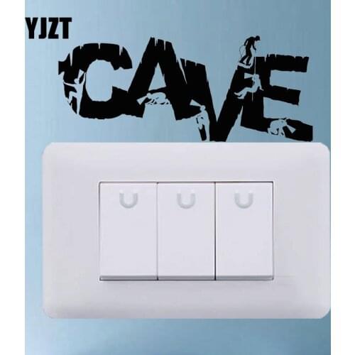 YJZT Cave Mountains Climbers Extreme Sport Switch Sticker Black Vinyl Wall Decor Home Decor 8SS2253