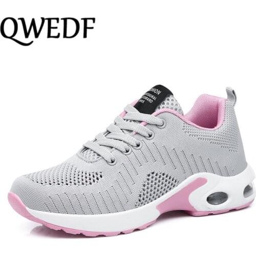 QWEDF Vulcanize Shoes Women Sneakers 2019 New Air Mesh Female Shoes Breathable Cushion Shoes Solid Soft Bottom Trainers D1-84