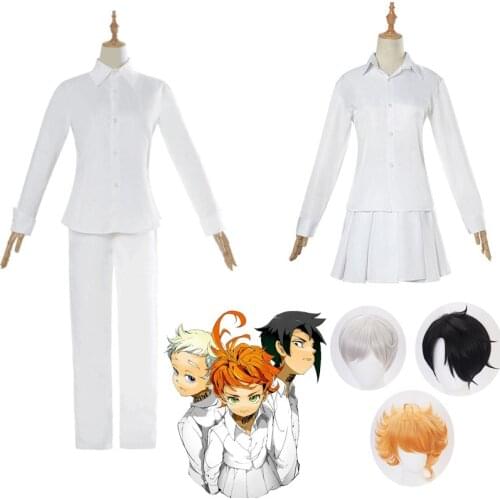 The Promised Neverland Cosplay Costume Student Uniform Emma Norman Ray Cosplay Wig Washable Tattoo Stickers