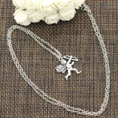 New Fashion Necklace Love Angel Cupid 29x26mm Silver Color Pendants Short Long Women Men Colar Gift Jewelry Choker