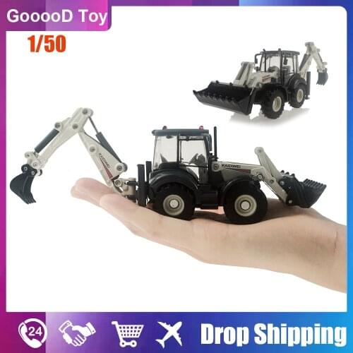 1:50 Kdw Alloy Model Car Excavator Die-Casting Inertia 4 Wheel Shovel Loader Two-Way Forklift Bulldozer Backhoe Loader Truck