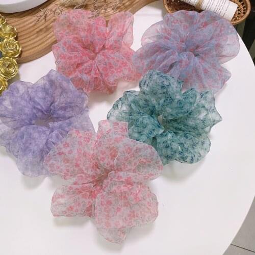 1PC Summer Net Yarn Hair Bow Scrunchies Large Chiffon Women Elastic Hair Band Ponytail Holder Hair Tie Girl Headwear Accessories