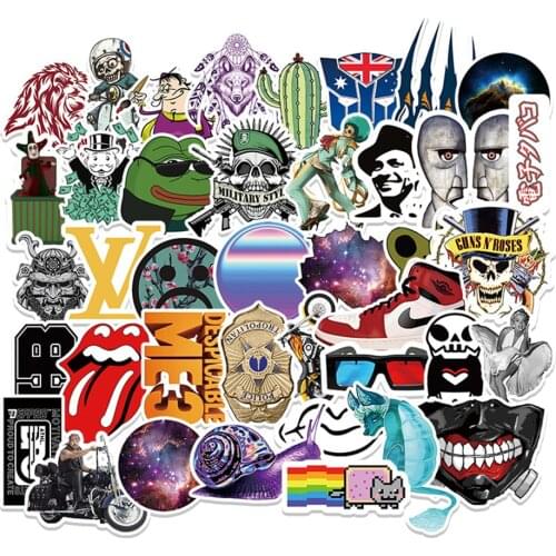 10/30/50PCS Cool Skateboard Cartoon Graffiti Notebook Trolley Case Bike Scooter Waterproof Sticker Childrens Toy Wholesale