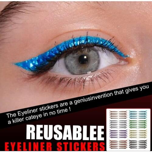 10pcs Eyelid Line Stick Reusable Eyeliner Stickers Cat Eye Makeup Double Eyelid Sticker Eyeliner Makeup Sticker Party Stickers