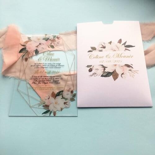 10pcs Rectangular Acrylic Menu Card DIY Wedding Decoration Laser Cut Plain Place Guest Names Modern Calligraphy Plexi Glass