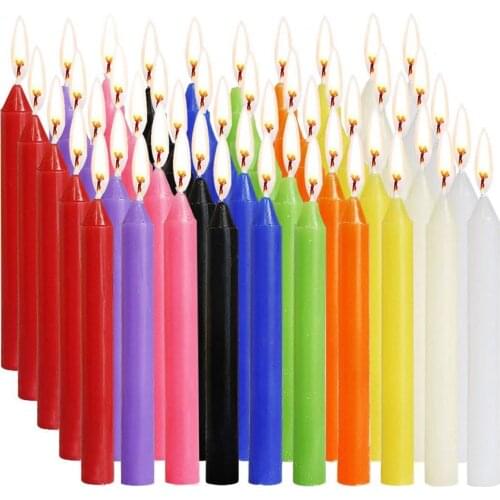 100PCS Unscented Smokeless Taper Colorful Birthday Candles For Wedding Christmas Decoration Colorful Flame Multicolor Candle