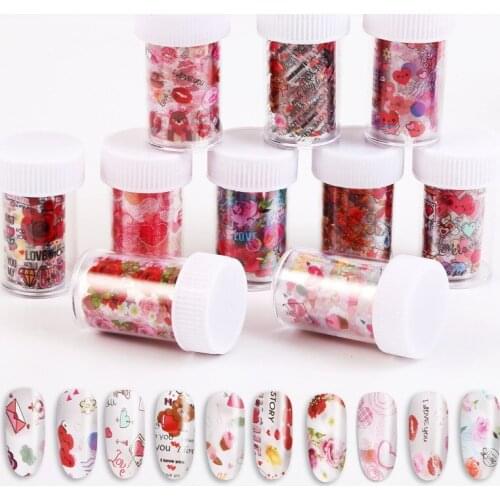 4*100cm Holographic Nail Art Transfer Foil Sticker Starry Heart Flower Nail Stickers Decals Art Paper Decoration Accessories