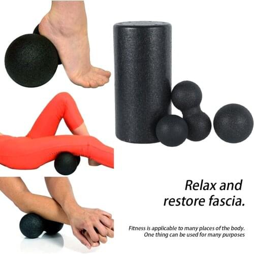 4 pcs Yoga Massage Roller Fitness Ball Foam Roller Set for Back Pain Self-Myofascial Treatment Pilates Muscle Release Exercises