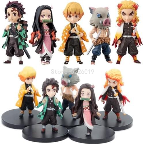 5pcs/set Demon Slayer Anime Figure Kimetsu no Yaiba Action Figure Kamado Tanjirou Kamado Nezuko Agatsuma Zenitsu Figurine Toys
