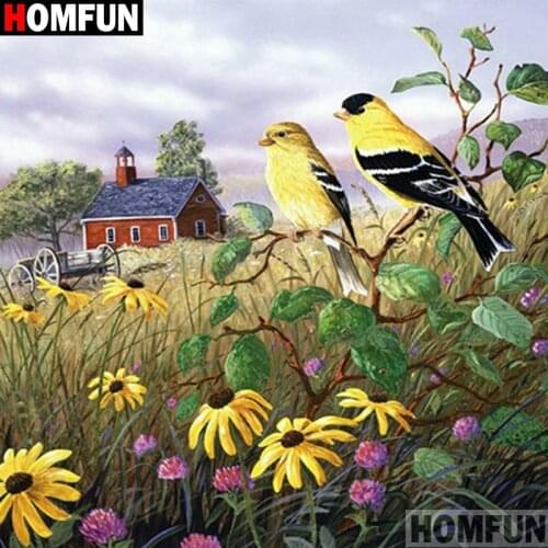 HOMFUN Full Square/Round Drill 5D DIY Diamond Painting "House bird scenery" 3D Embroidery Cross Stitch 5D Decor Gift A17118