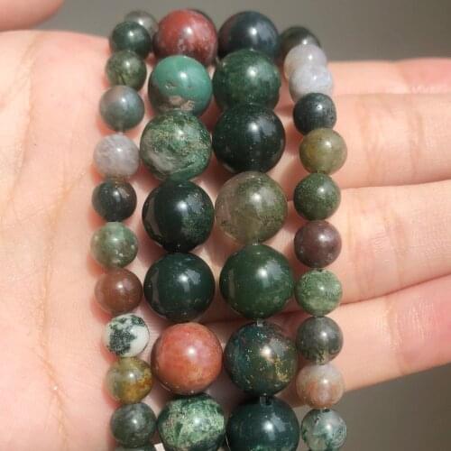 Natural Stone Indian Agates Beads Round Loose Spacer Beads For Jewelry Making 15"Strand 4/6/8/10/12 mm DIY Bracelet Necklace
