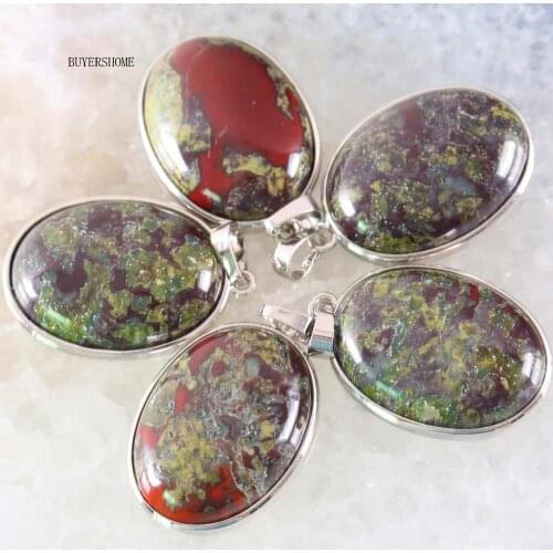BUYERSHOME Oval 25x35MM Women Jewelry For Necklace Natural Stone Beads Red Dragon Blood Stone Pendant 1Pcs K674