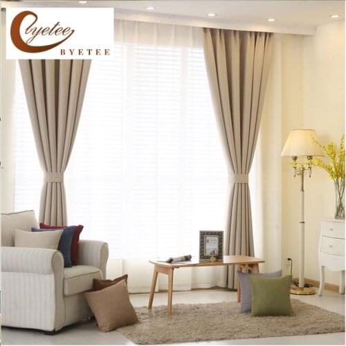 {byetee} Modern High Quality Bedroom Curtain for Living Rooms Faux Linen Cotton Solid Color Window Curtains and Tulle Cortinas