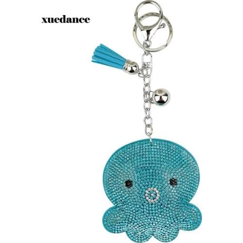 Full Crystal Rhinestone octopus Keychain Car keyrings Womens bags Decoration Accessories horse Pendants Jewelry