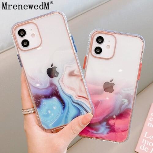 Luxury Colorful Marble Transparent Phone Case For iPhone 11 Pro 12 Mini XR XS Max SE2 7 8 Plus Shockproof Acrylic Gradient Cover