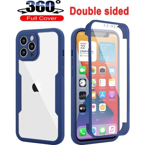 360 Full Protection Fashion Phone Case For iPhone 11 12 Pro Max XR X XS Max 8 7 Plus Double-sided Clear Cover With Lens Protect