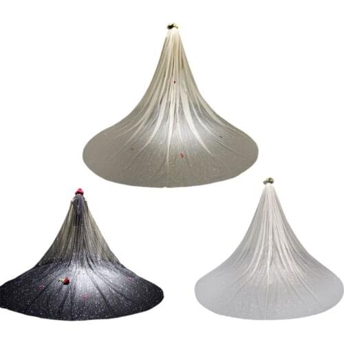 Women Mesh Ultra-Long Trailing Cathedral Wedding Veil Romantic Luxury Shimmer Starry Sky Sequins Hot Stamping Bridal