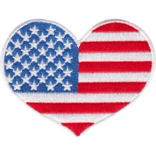 Heart I Love The Usa Flag Hat Vest Patch Us Stars N Stripes Pin Up Us Quilt Gift Customized Patch Factory Any Size Any Design