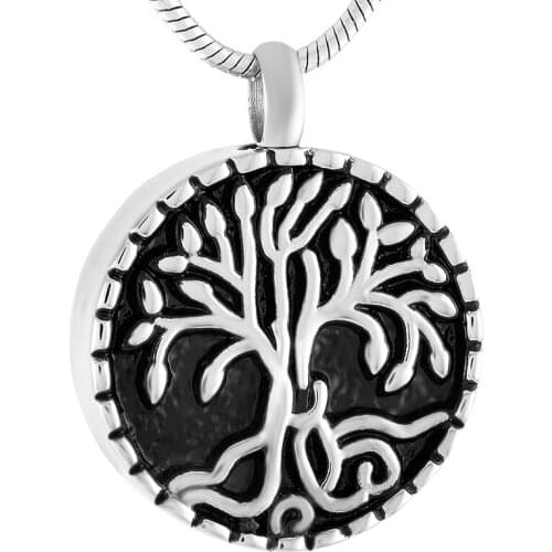 IJD9420 Stainless Steel Tree of Life Cremation Souvenir Pendant for Ashes Urn Keepsake Memorial Necklace Jewelry