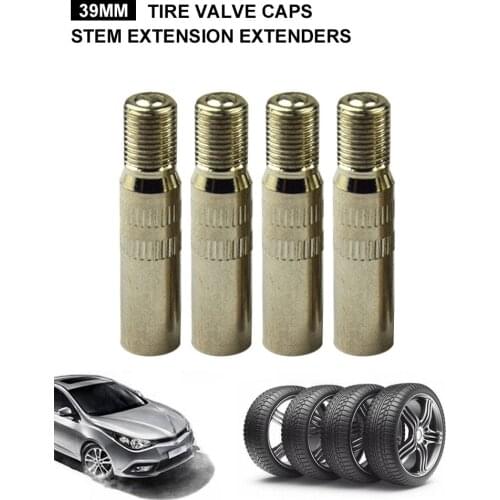 4Pcs 39mm Car Wheel Tire Valve Caps Tyre Rim Stem Cover Screw-on Extension Wheel Tire Caps Extender Adapter for Auto Truck Bikes