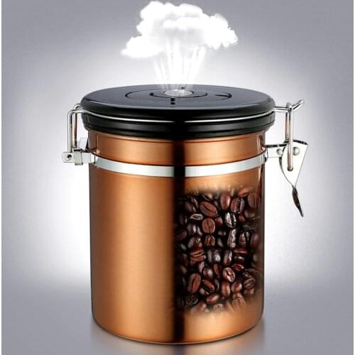 Coffee Storage Container Airtight Stainless Steel Coffee Canister Vault Coffee Bean Container with CO2 Valve to Keep Beans Fresh