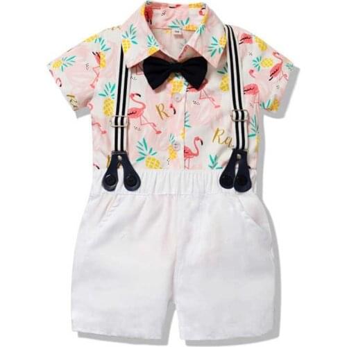 Toddler Baby Boys Gentleman Clothes Sets Short Sleeve Romper+Suspenders Shorts 2Pcs Wedding Party Casual Outfits Infant Newborn