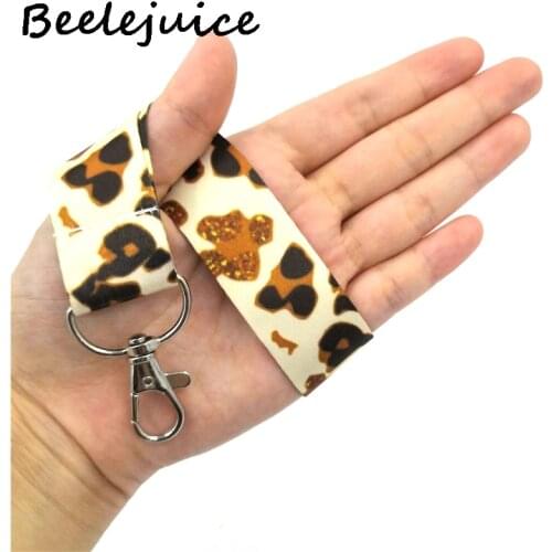 Leopard Print vintage Neck Strap Lanyard keychain Mobile Phone Strap ID Badge Holder Rope Key Chain Keyrings cosplay Accessories