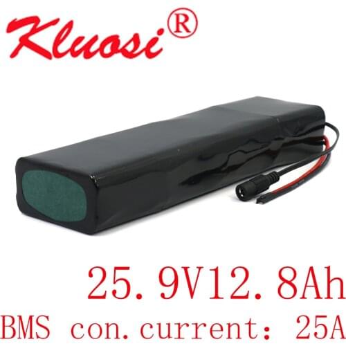 KLUOSI 7S4P 24V 12.8Ah 12Ah 29.4V Lithium Battery Pack with 25A BMS for Electric Moped Ebike Scooters Bicycle Power Wheelchair