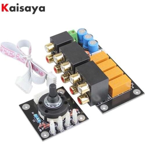 Lotus Seat Stereo Relay 4-way Audio Input Signal Selector Switching RCA Switch Input Selection Board for Amplifier B7-002