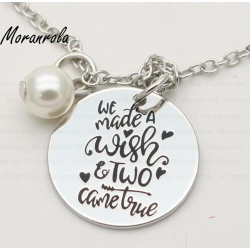 New arried "We Made a Wish and Two Came True "Copper silver necklace &Keychain,charm, Inspirational Jewelry Twins Baby Newborn