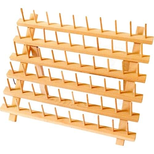 Multifunctional Solid Wood Foldable Wire Rack Sewing Thread Bobbin Holder Practical Embroidery Tool Storage Organizer Rack