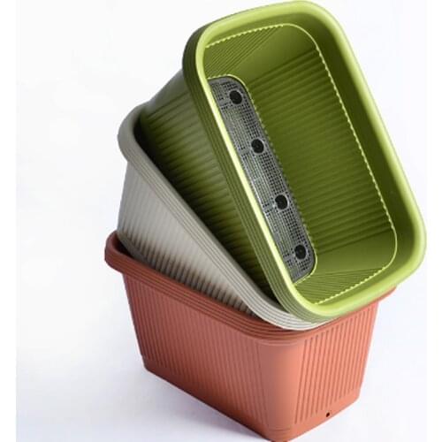 Multifunction Plastic Flower Pots Large Rectangular Planter Drainable Plastic Deep Groove Vegetable Potted Flower Pot For Home