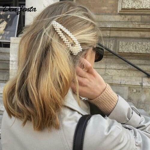 Fashion Pearl Hair Clip for Women Girls Korean Design Snap Barrette Stick Hair styling Accessories Hairpins