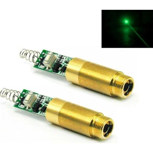 2pcs 532nm 5mW Green Dot Laser Diode Module 12mm Brass Housing 3.7V-5V Driver