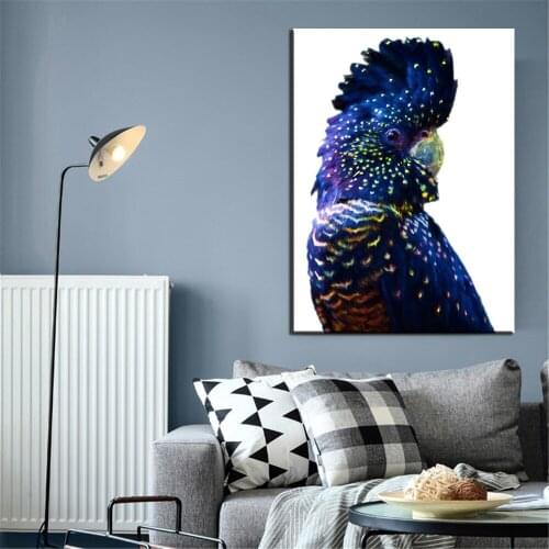 Navy Blue Bird Parrot Canvas Painting Wall Picture Modern Photography Animal Cockatoo Canvas Art Prints Poster Wall Decor