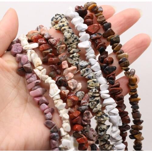 Natural Semi-precious Chip Beads Tiger Eye Stone 5-8mm White Turquoise For DIY Necklace Earrings Accessories Gift Length 40cm