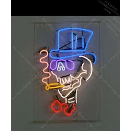Neon Sign for smoking skeleton head Neon Tube sign handcraft Commercial Tattoo Neon Signs For Bar Warehouse Sign Pet Shop Sign