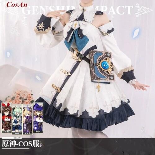New Style Game Genshin Impact Barbara Cosplay Costume Knights Westerly Minister Of Prayer White Formal Dress Role Play Clothing
