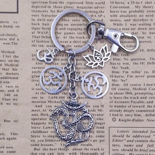 OM AUM Hinduism Retro Antique Religion Keychain Keyring National Style Tassels Jewelry Birthday Gift Drop Shipping CC019-CC022