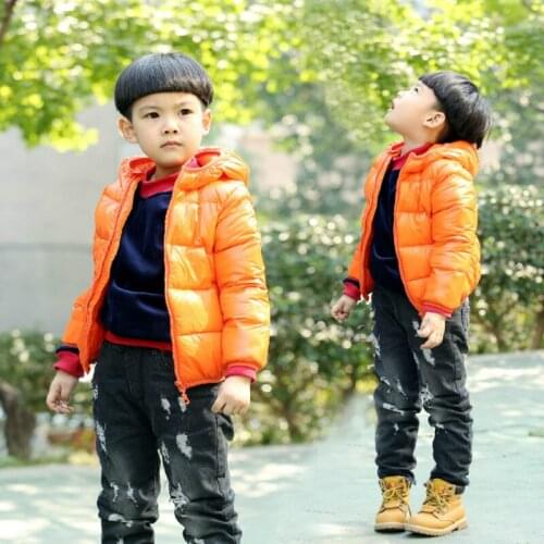Childrens light down jacket 2019new boy warm down jacket, short Girls Hooded cotton padded clothes, childrens clothing