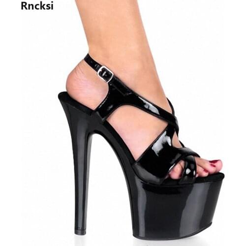 Rncksi New Sexy 17cm High-Heeled Sandals Nightclub Dance Party Shoes Pole Shoes Model High Heels Womens Shoes