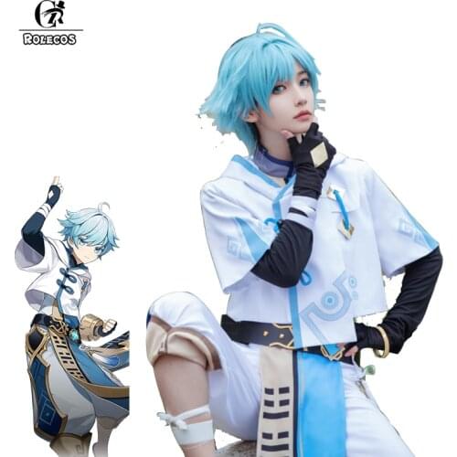 ROLECOS Game Genshin Impact Chongyun Cosplay Costumes Coat Inner Pant Cosplay Halloween Cosplay Costumes Uniform Full Set