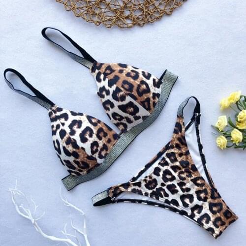 Sexy High cut Micro Bikini Leopard Bathing suit Female Swimsuit Separate Push up Triangle Swimwear Two-pieces Biquini