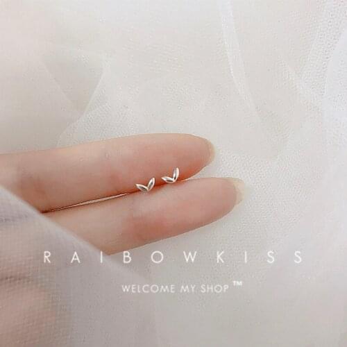 Small Bean Sprouts Stud Earrings For Women New Trendy Simple Mini Double Layer Leaves Plant Ear Ring Girl Daily Piercing Jewelry
