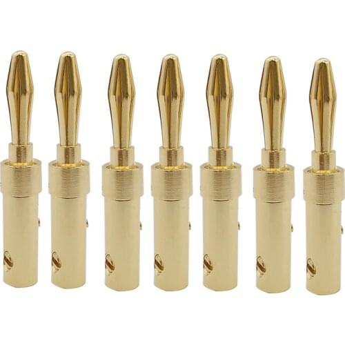 20Pcs 4mm Banana Audio Plugs Copper Gold Plated Cables Wire Speaker Banane Connectors For Amplifier Jack