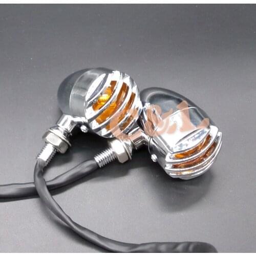 ZORBYb 1 Pair Motorcycle Bullet Chrome Metal Amber Lens Bulb Turn Signal Light Fit for Harley Cruiser Chopper Custom