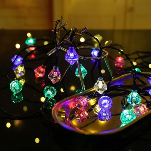 Led Diamond Shape Solar-Powered String Lights Christmas Diamond Ornamental Festoon Lamp solar light outdoors solar led