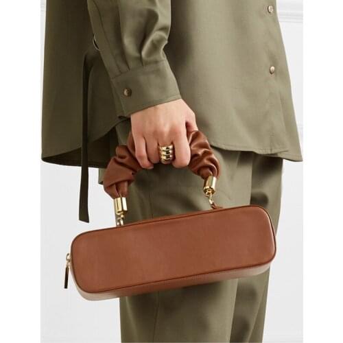 Vintage Rectangular Bag Women Pleated Handle Handbag New PU Shoulder Messenger Bags Luxury Designer Lady Crossbody Bag Bolsos