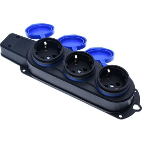 New IP44 16A 3000W EU German 2PE 3W Outdoor Waterproof Outlet Rain Plug with Cover Germany Russia Wireless Extension Power Strip